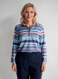 Polo imprimé rayures manches 3/4 bleu RABE femme