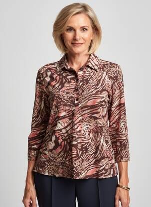 Polo manches 3/4 manches 3/4 marron BARBARA LEBEK femme