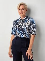 Polo stretch manches courtes bleu BARBARA LEBEK femme