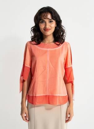Top col rond manches 3/4 orange CAPUCCINO femme