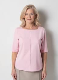 T-shirt coupe droite manches 3/4 rose FRANK WALDER femme