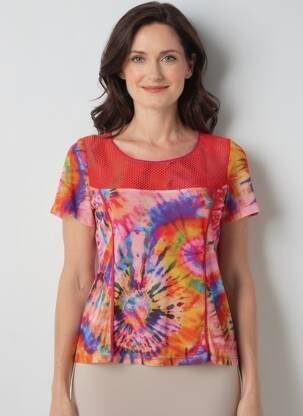 T-shirt imprimé fantaisie manches courtes rouge GUY DUBOUIS femme