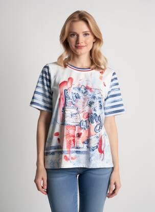 T-shirt col rond manches courtes blanc CAPUCCINO femme
