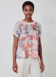T-shirt imprimé fantaisie manches courtes blanc CAPUCCINO femme