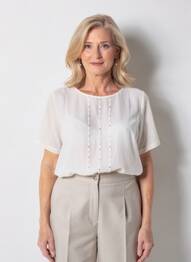 T-shirt coupe droite manches courtes blanc FRANK WALDER femme