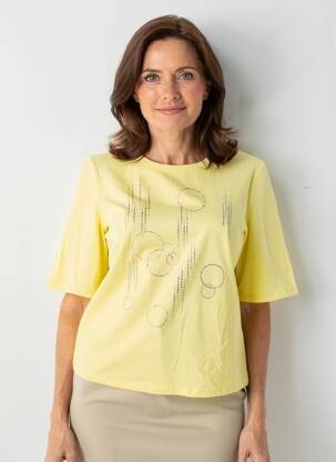 T-shirt stretch manches courtes jaune BARBARA LEBEK femme