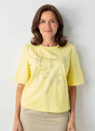 T-shirt stretch manches courtes jaune BARBARA LEBEK femme