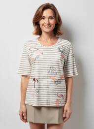 T-shirt coupe cintrée manches courtes beige BARBARA LEBEK femme