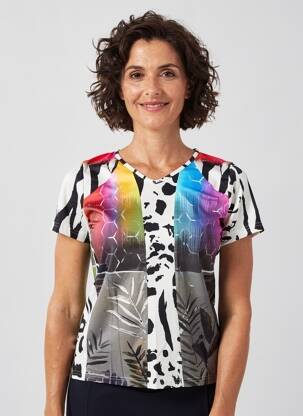T-shirt imprimé fantaisie manches courtes noir MERI & ESCA femme