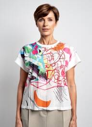 T-shirt imprimé fantaisie manches courtes blanc MERI & ESCA femme
