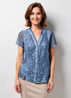 Chemisier manches courtes manches courtes bleu MERI & ESCA femme