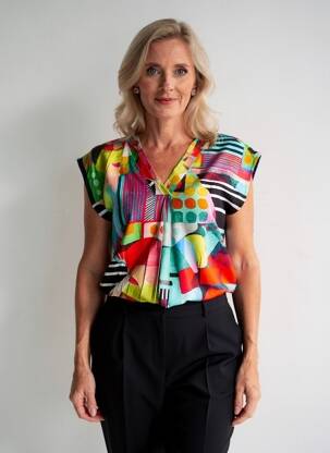 T-shirt imprimé fantaisie manches courtes noir DOLCEZZA femme