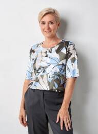 T-shirt imprimé fantaisie manches courtes bleu FRANK WALDER femme