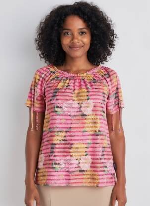 Top stretch manches courtes rose CAPUCCINO femme