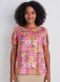 Top stretch manches courtes rose CAPUCCINO femme