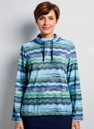 T-shirt imprimé fantaisie manches longues bleu RABE femme