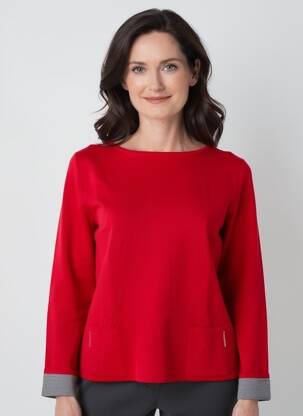 Pull coupe cintrée manches longues rouge RABE femme