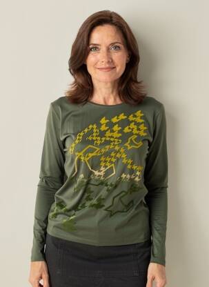 T-shirt manches longues manches longues vert BARBARA LEBEK femme