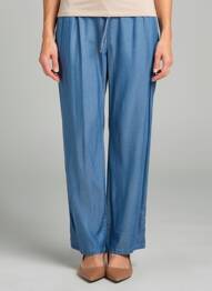 Pantalon droit taille élastique taille normale bleu BARBARA LEBEK femme