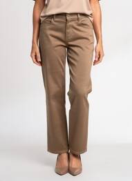 Pantalon droit stretch taille normale marron ANNA MONTANA femme
