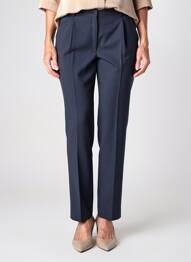 Pantalon droit fermeture zippée sous rabat boutonné taille normale bleu GUY DUBOUIS femme