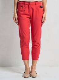 Pantacourt stretch taille normale rouge FRANK WALDER femme