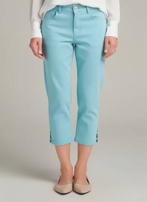 Pantalon 7/8 stretch taille normale bleu DOLCEZZA femme