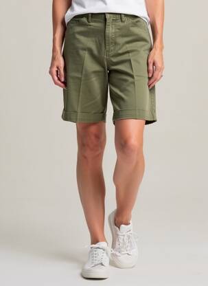 Bermuda tissage popeline taille normale vert LCDN femme