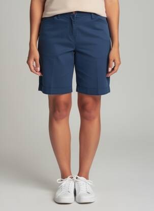 Bermuda tissage popeline taille normale bleu LCDN femme