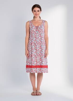 Robe mi-longue imprimé fleurs sans manche rouge ESPRIT DE LA MER femme
