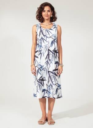 Robe mi-longue imprimé fantaisie sans manche blanc ESPRIT DE LA MER femme