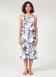 Robe mi-longue imprimé fantaisie sans manche blanc ESPRIT DE LA MER femme