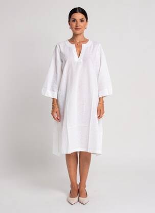 Robe mi-longue manches 3/4 manches 3/4 blanc ESPRIT DE LA MER femme