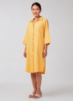 Robe mi-longue manches 3/4 manches 3/4 orange ESPRIT DE LA MER femme