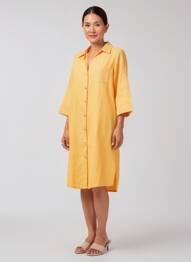 Robe mi-longue manches 3/4 manches 3/4 orange ESPRIT DE LA MER femme