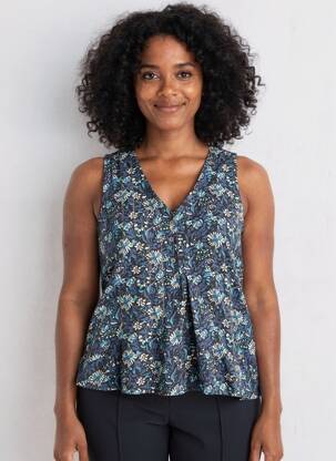 Top imprimé fantaisie sans manche bleu ESPRIT DE LA MER femme