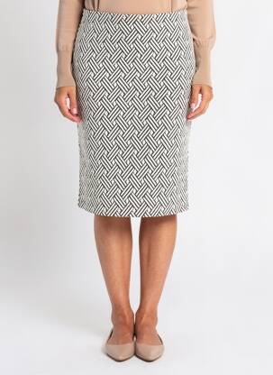 Jupe mi-longue stretch blanc ÉTYMOLOGIE femme