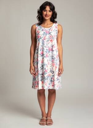 Robe mi-longue imprimé fantaisie sans manche blanc ESPRIT DE LA MER femme