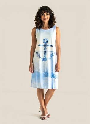Robe mi-longue imprimé fantaisie sans manche bleu ESPRIT DE LA MER femme