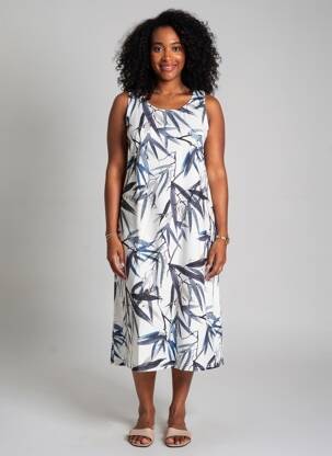 Robe mi-longue imprimé fantaisie sans manche bleu ESPRIT DE LA MER femme
