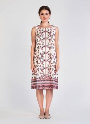 Robe mi-longue imprimé fantaisie sans manche blanc ESPRIT DE LA MER femme