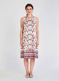 Robe mi-longue imprimé fantaisie sans manche blanc ESPRIT DE LA MER femme
