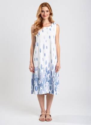 Robe mi-longue imprimé fantaisie sans manche bleu ESPRIT DE LA MER femme