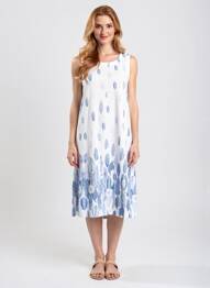 Robe mi-longue imprimé fantaisie sans manche bleu ESPRIT DE LA MER femme