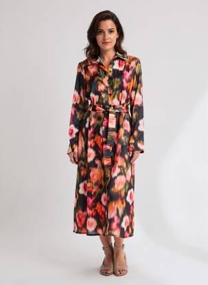 Robe longue manches longues manches longues orange LOLA ESPELETA femme