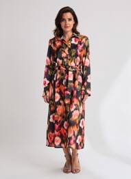 Robe longue manches longues manches longues orange LOLA ESPELETA femme