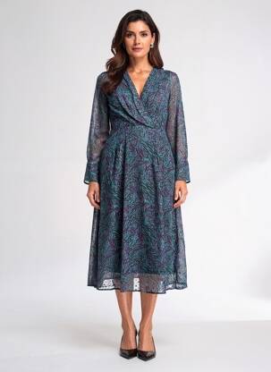 Robe longue manches longues manches longues vert LOLA ESPELETA femme