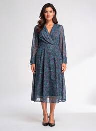 Robe longue manches longues manches longues vert LOLA ESPELETA femme