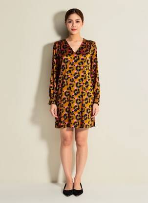 Robe courte coupe fluide manches longues jaune LOLA ESPELETA femme