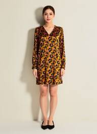 Robe courte manches longues manches longues jaune LOLA ESPELETA femme